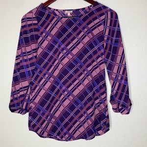 Pixley | Plaid Striped Stitch Fix 3/4 Sleeve Top